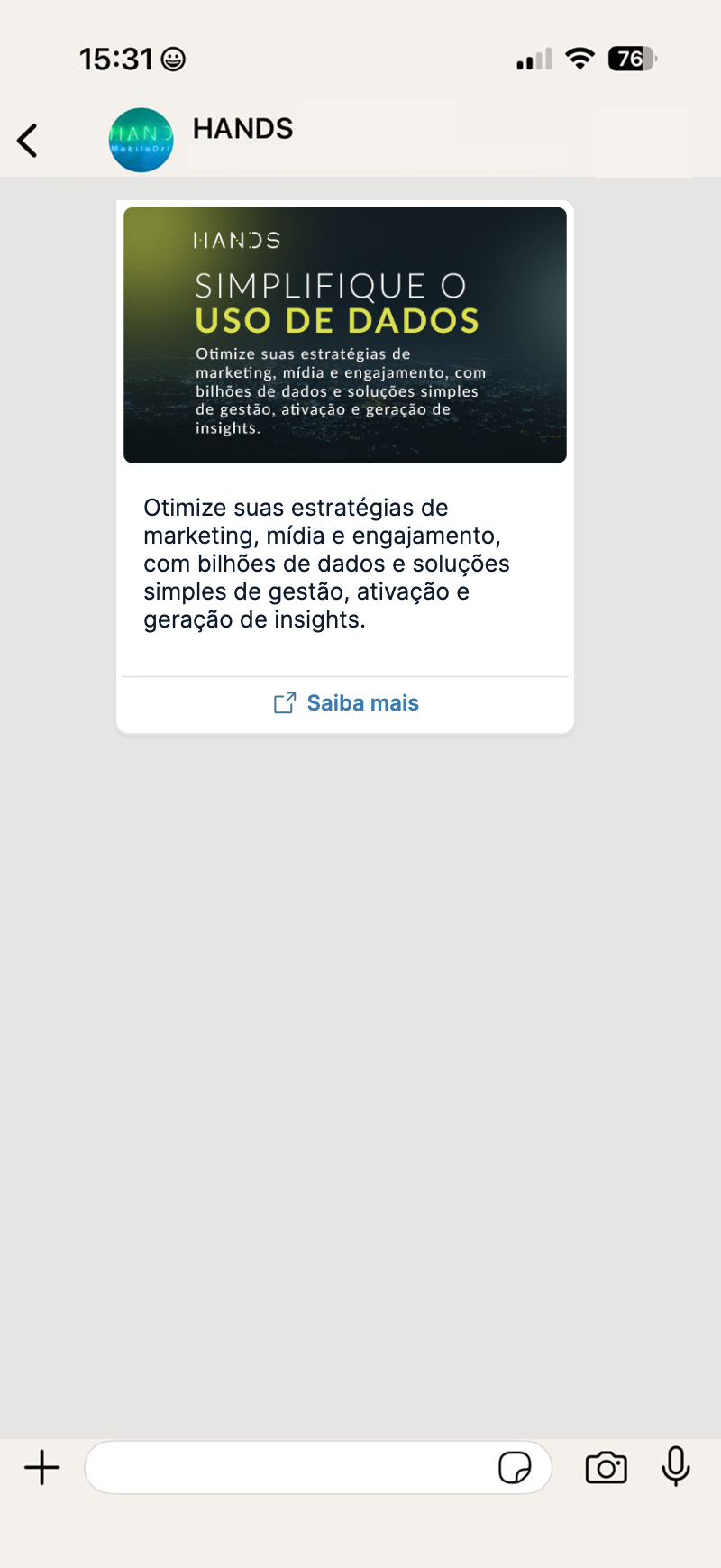 Exemplo de RCS Single aprovado pela Meta