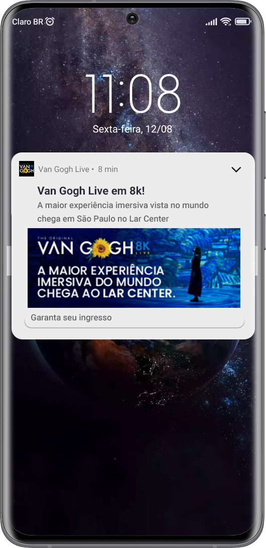 Exemplo de push com uma imagem em tela de bloqueio