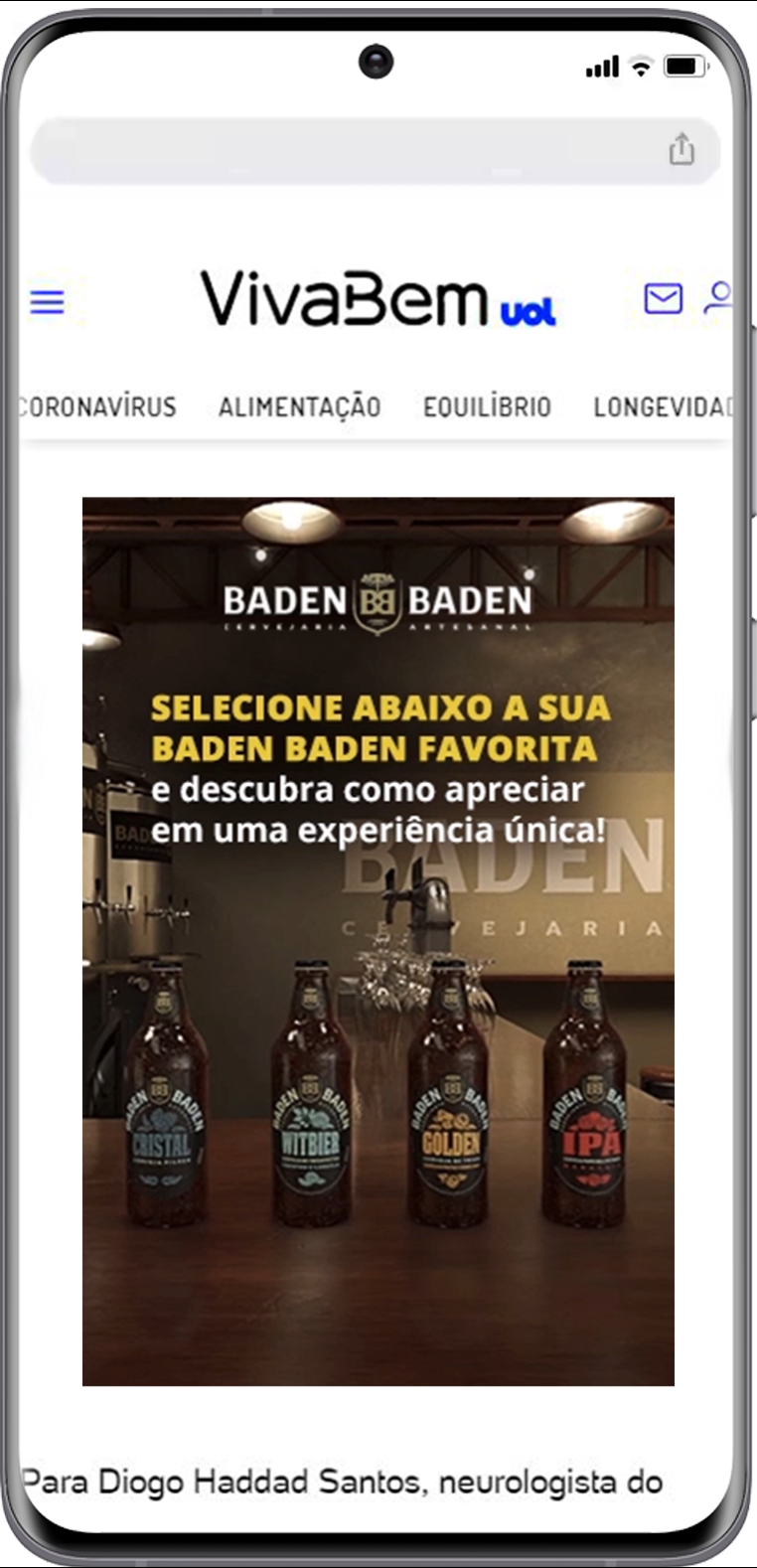Exemplo do formato display Interstitial