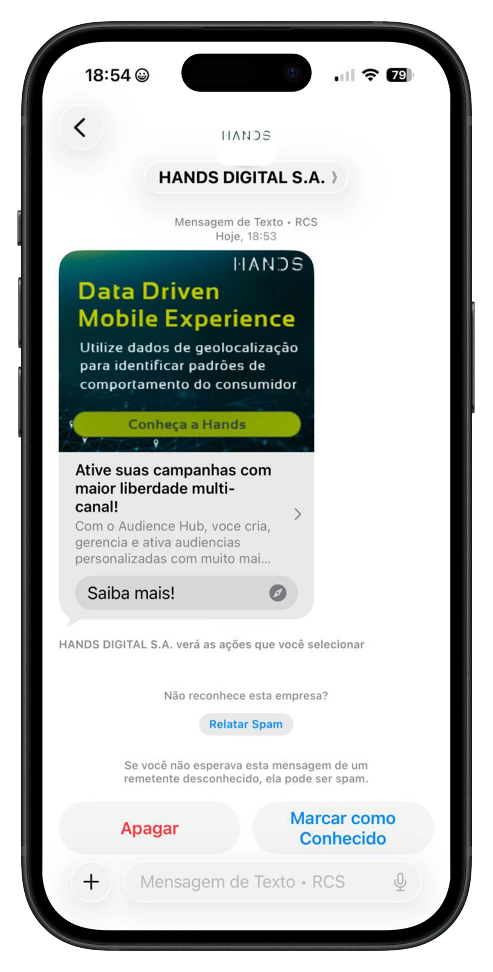 Exemplo de Message Ads RCS Single