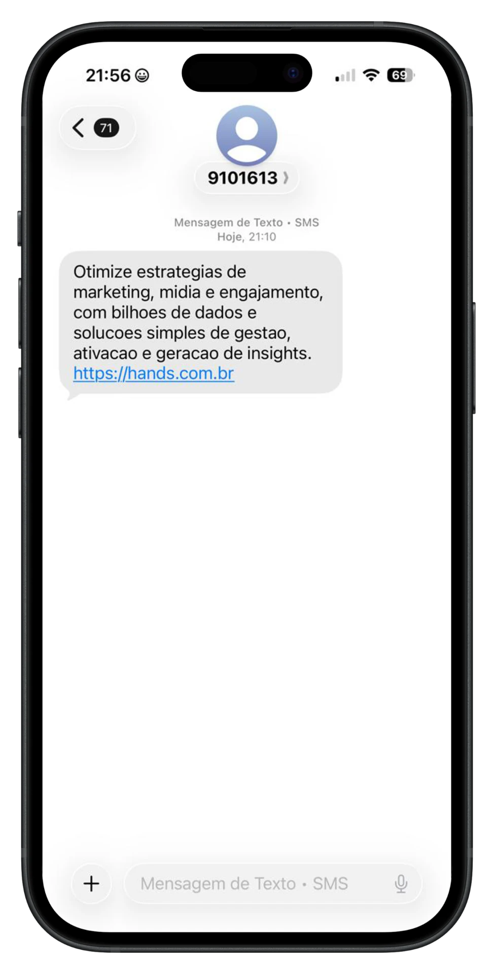 Exemplo de Message Ads por SMS